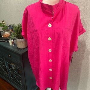 NWT John Mark Fuchsia Button-Down Shirt artsy comfort cruise 2x